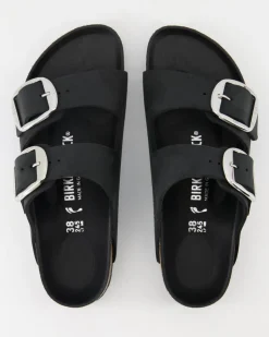 Arizona Big Buckle Leder geölt Pantoletten in Schwarz
