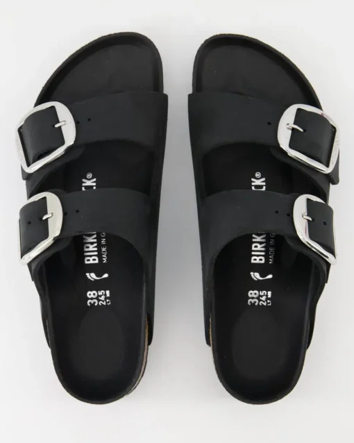Arizona Big Buckle Leder geölt Pantoletten in Schwarz