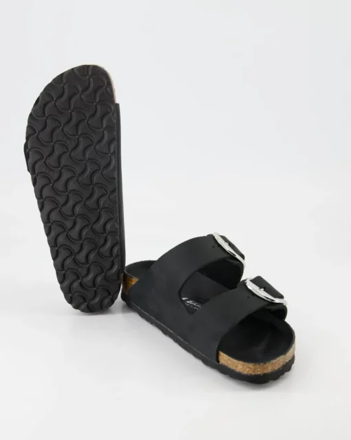 Arizona Big Buckle Leder geölt Pantoletten in Schwarz