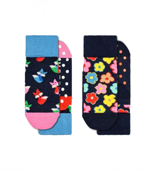 Kids Antislip 2-Pack Fox & Flo Socken in Mehrfarbig