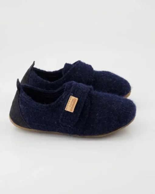 Klettmodell Lederferse Hausschuhe in Blau