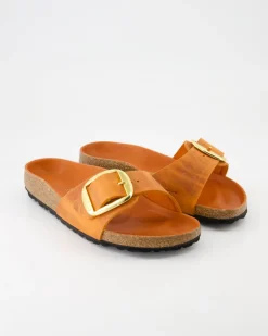 Madrid Big Buckle Oiled Pantoletten in Orange