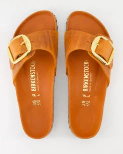 Madrid Big Buckle Oiled Pantoletten in Orange