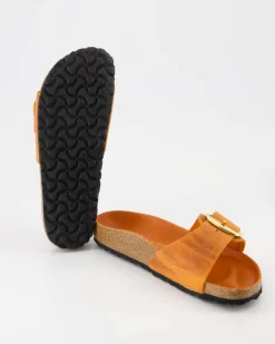Madrid Big Buckle Oiled Pantoletten in Orange
