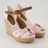 Seersucker High Wedges in Rosa
