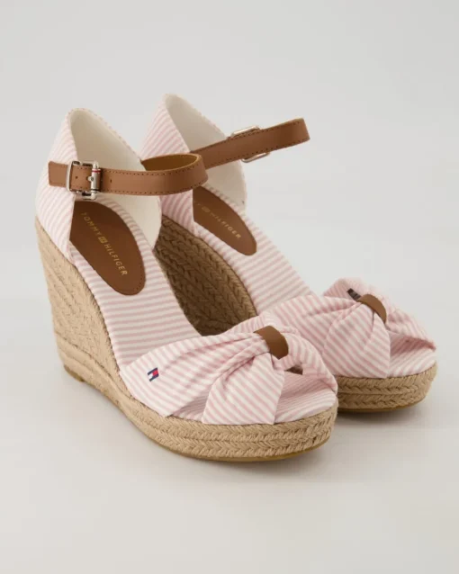 Seersucker High Wedges in Rosa