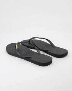 Slim Logo Zehentrenner in Schwarz