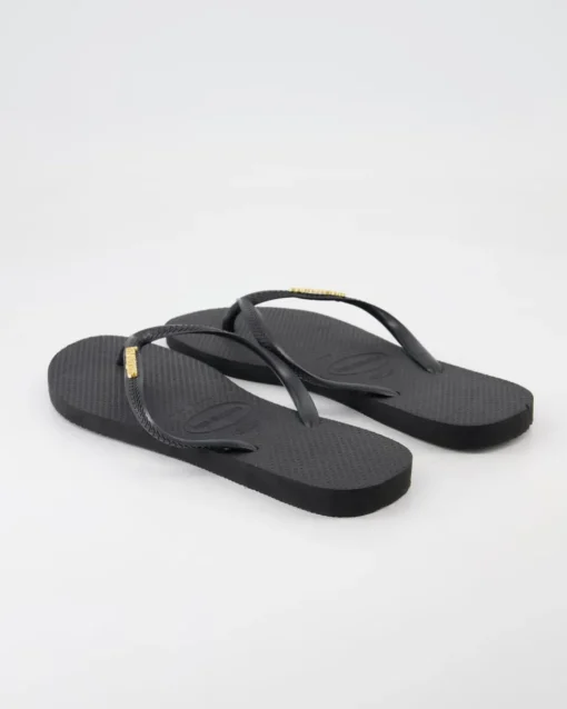 Slim Logo Zehentrenner in Schwarz