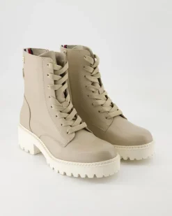 Chic Mid Heel Leather Lace-up Stiefeletten in Beige