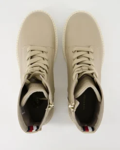 Chic Mid Heel Leather Lace-up Stiefeletten in Beige