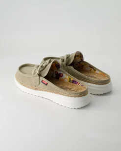 Ella chain raffia Pantoletten in Beige