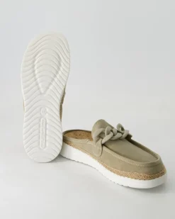 Ella chain raffia Pantoletten in Beige