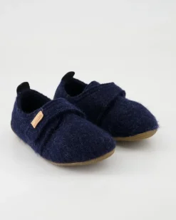 Klettmodell Lederferse Hausschuhe in Blau