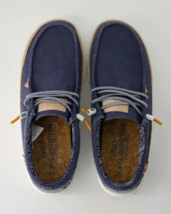 Lily linen navy Slipper in Blau