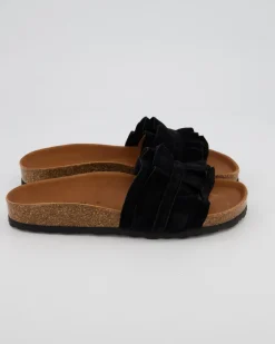 Rocio Serraje Volante Pantoletten in Schwarz