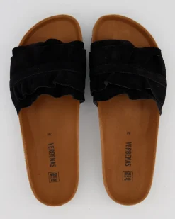 Rocio Serraje Volante Pantoletten in Schwarz