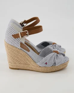 Seersucker High Wedges in Blau
