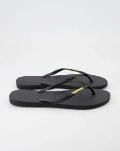 Slim Logo Zehentrenner in Schwarz