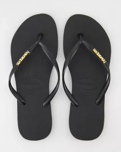 Slim Logo Zehentrenner in Schwarz