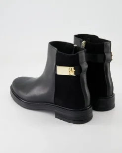 TH Logo Leather Mix Chelsea Stiefeletten in Schwarz