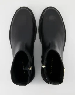 TH Logo Leather Mix Chelsea Stiefeletten in Schwarz