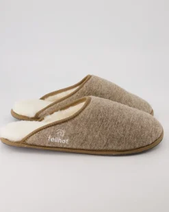 Trendy Filz Pantoletten in Beige
