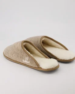 Trendy Filz Pantoletten in Beige